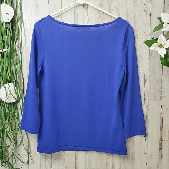 Cable and Gauge Ruffled Blouse Blue Size Medium - Picture 4 of 7